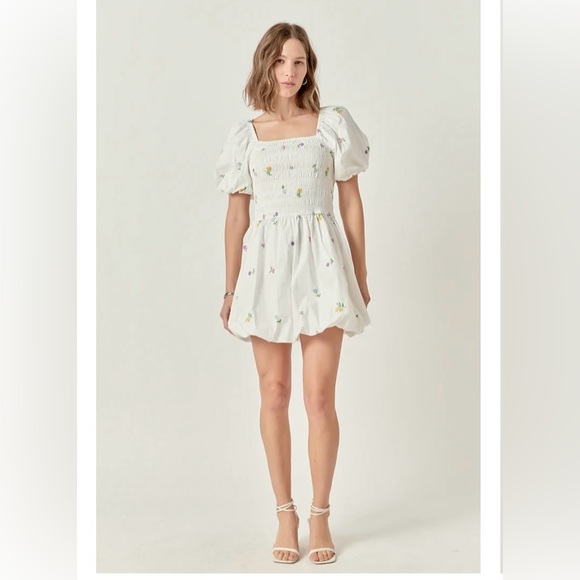 English Factory White Puff Sleeve Dress - Picture 2 of 12